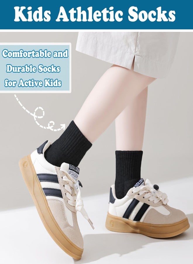 Mini angel Boys Socks Girls Cushioned Athletic Socks Black Ankle Sock 10-14 Years Youth Mesh Cotton Quarter Sport Sock 8 Pairs (Black,L) - Image 2